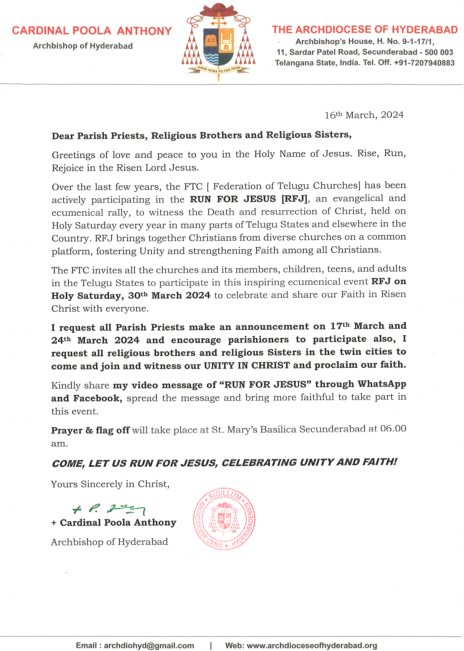Letter from Cardinal